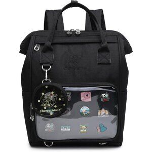 Black Large Ita Bag Backpack with Pin Display for School Anime Cosplay